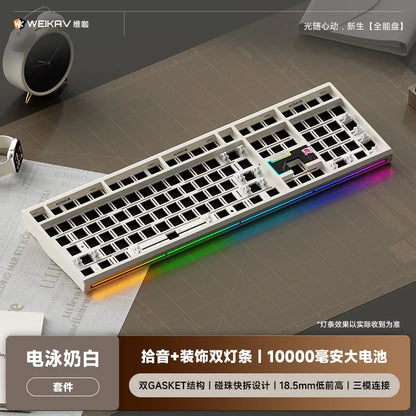 WEIKAV NUT108 Mechanical Keyboard Aluminum Alloy Wireless Tri Mode Double GASKET Structure Office Gaming Keyboard PC Accessory