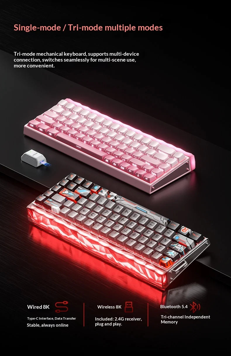 Aula Hero68 Air Magnetic Switch Keyboard 3Mode Wireless Bluetooth Mechanical Keyboards 0.125ms Low Delay Gaming Keyboard For FPS