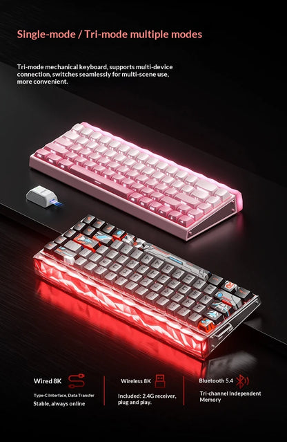 Aula Hero68 Air Magnetic Switch Keyboard 3Mode Wireless Bluetooth Mechanical Keyboards 0.125ms Low Delay Gaming Keyboard For FPS