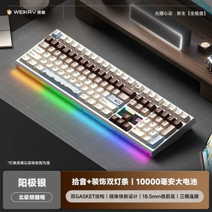 WEIKAV NUT108 Mechanical Keyboard Aluminum Alloy Wireless Tri Mode Double GASKET Structure Office Gaming Keyboard PC Accessory