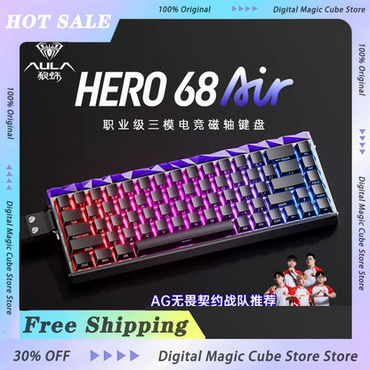 Aula Hero68 Air Magnetic Switch Keyboard 3Mode Wireless Bluetooth Mechanical Keyboards 0.125ms Low Delay Gaming Keyboard For FPS
