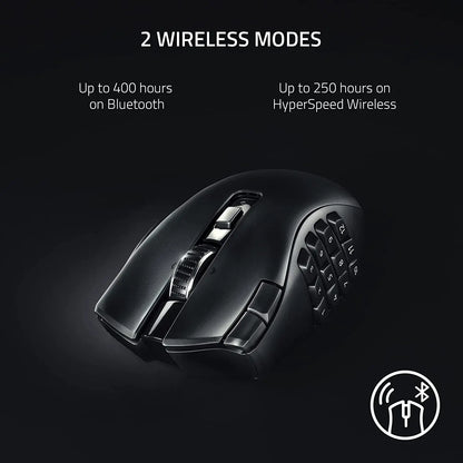 Razer Naga V2 HyperSpeed Wireless MMO Gaming Mouse: 19 Programmable Buttons 30K Optical Sensor- Mechanical Mouse Switches Gen-2