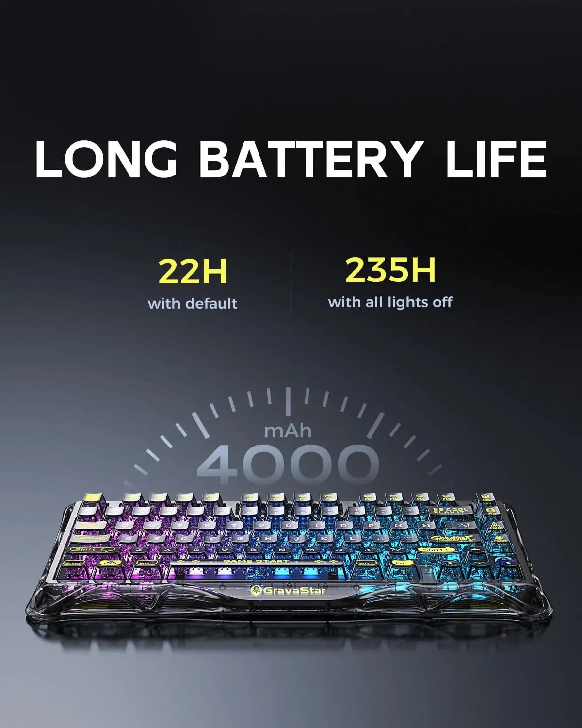 GravaStar Mercury K1 Lite 75% Gaming Keyboard 2.4GHz/BT/Wired Tri-Mode Wireless Mechanical Keyboard Gasket Hot Swappable