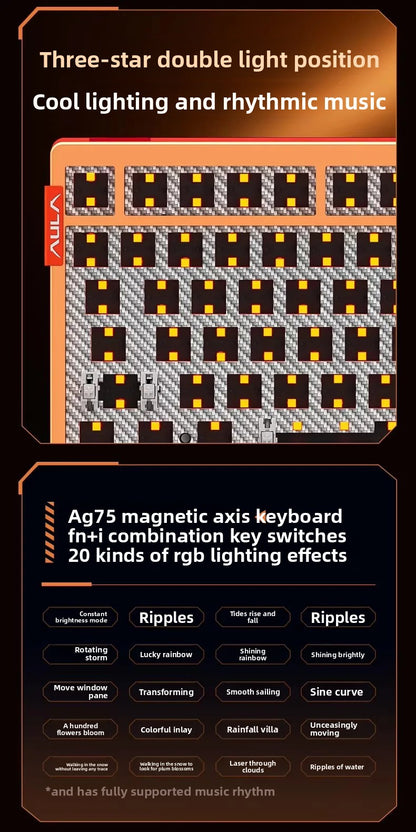 AULA AG75 Magnetic Axis Mechanical Keyboard Low Latency Gaming Keyboard All-aluminum Alloy 75% Layout Gaming Keyboard PC Gift