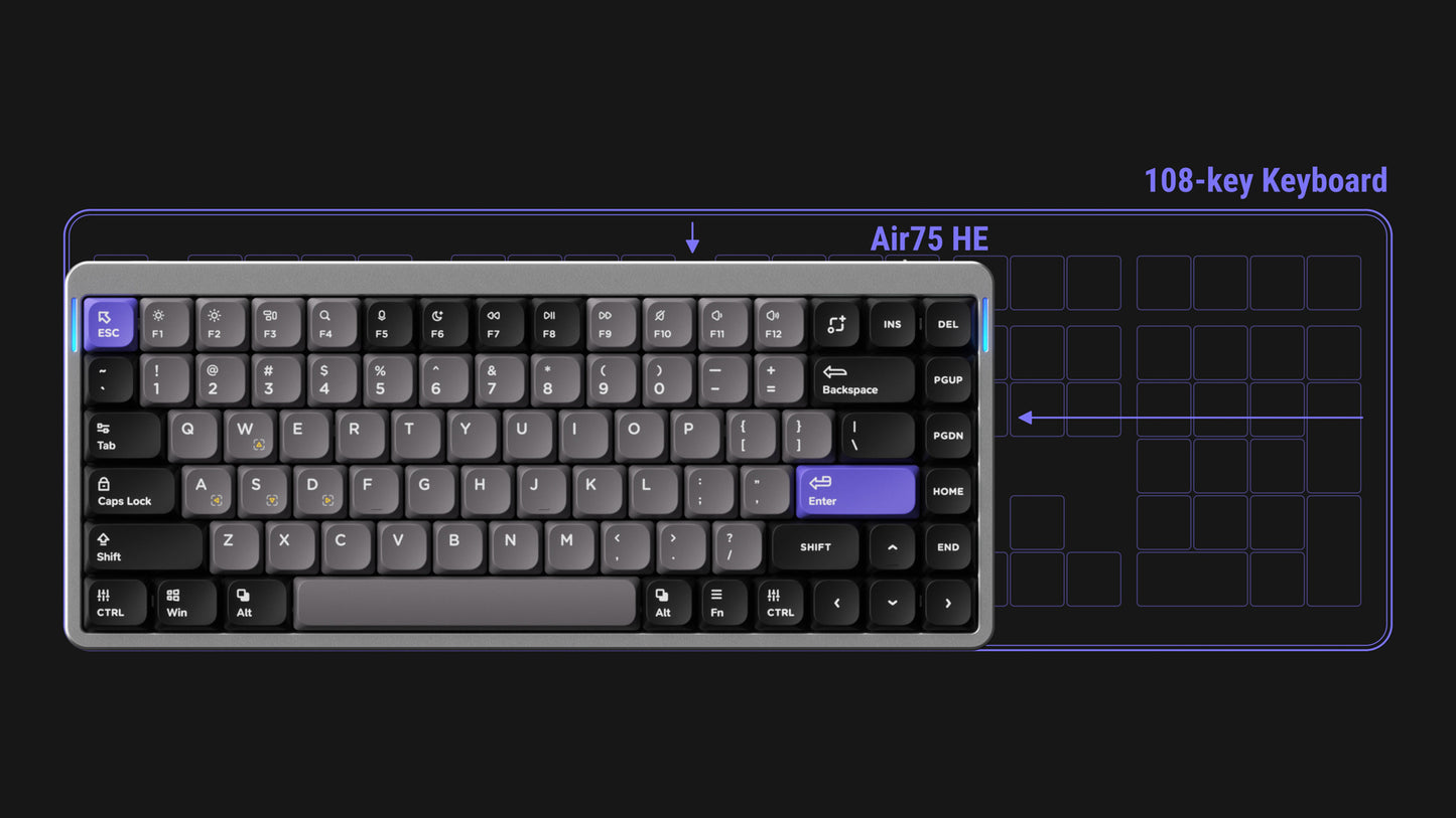 NuPhy Air75 HE Magnetic Switch Keyboard Wired 8KHz Rapid Trigger 0.01mm Accuracy Esports Gamer PC Gaming Keyboard Gifts