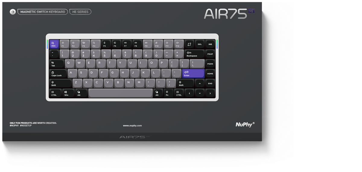 NuPhy Air75 HE Magnetic Switch Keyboard Wired 8KHz Rapid Trigger 0.01mm Accuracy Esports Gamer PC Gaming Keyboard Gifts